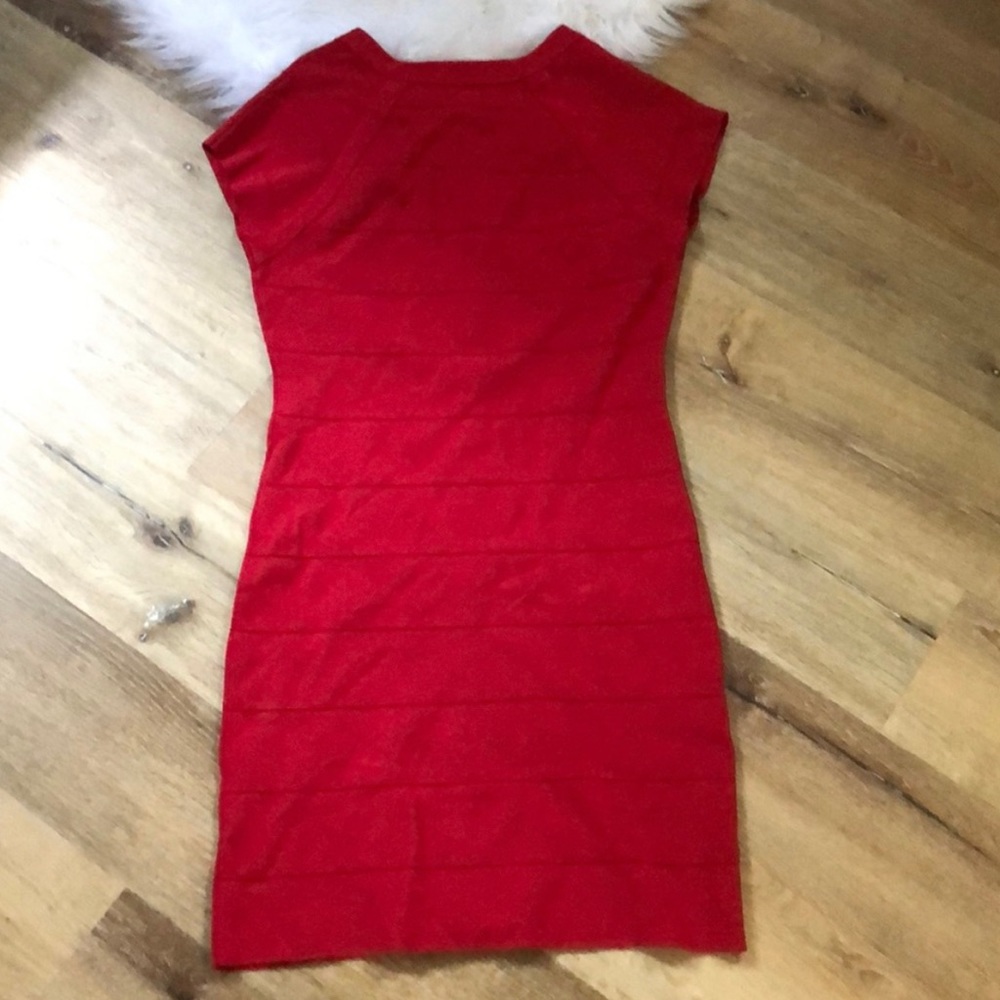 Red Express Mid Thigh Length Fitted Dress